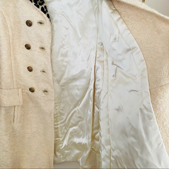 1966 Vintage Wool Wedding Coat w/Animal Print Faux Fur Collar - Picture 9 of 10